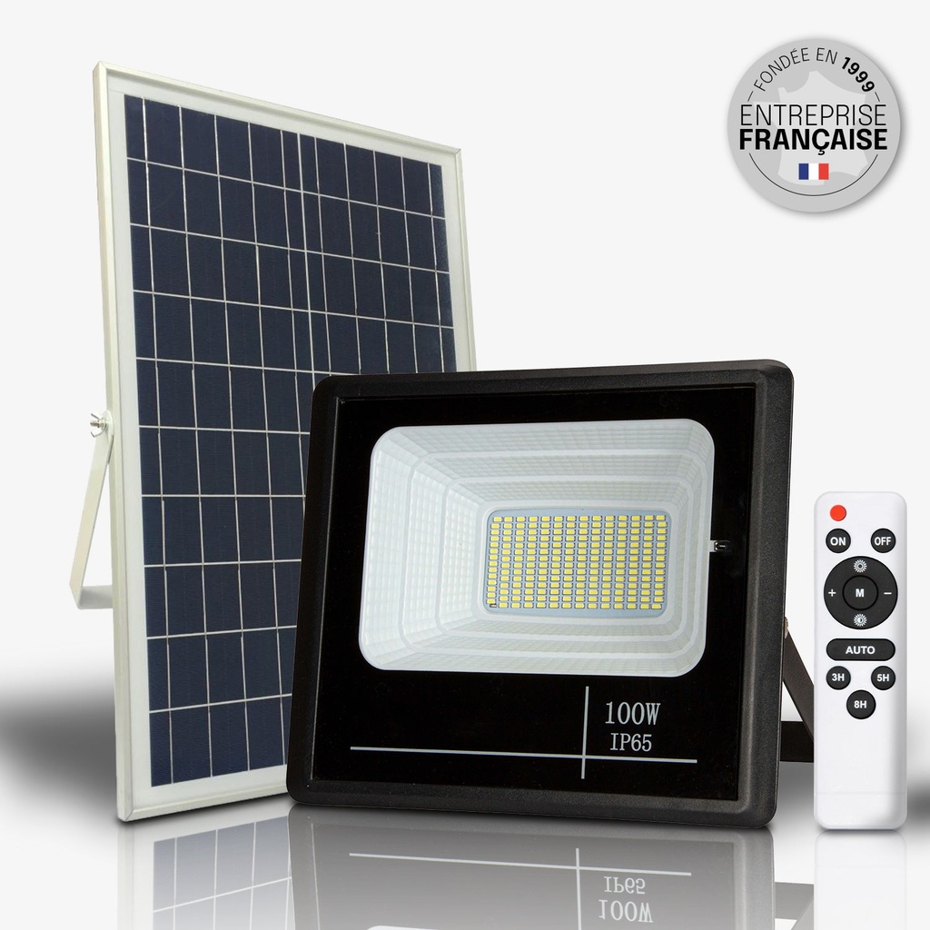 [000043] Projecteur solaire à panneau déporté 100w 2000Lm 6000K