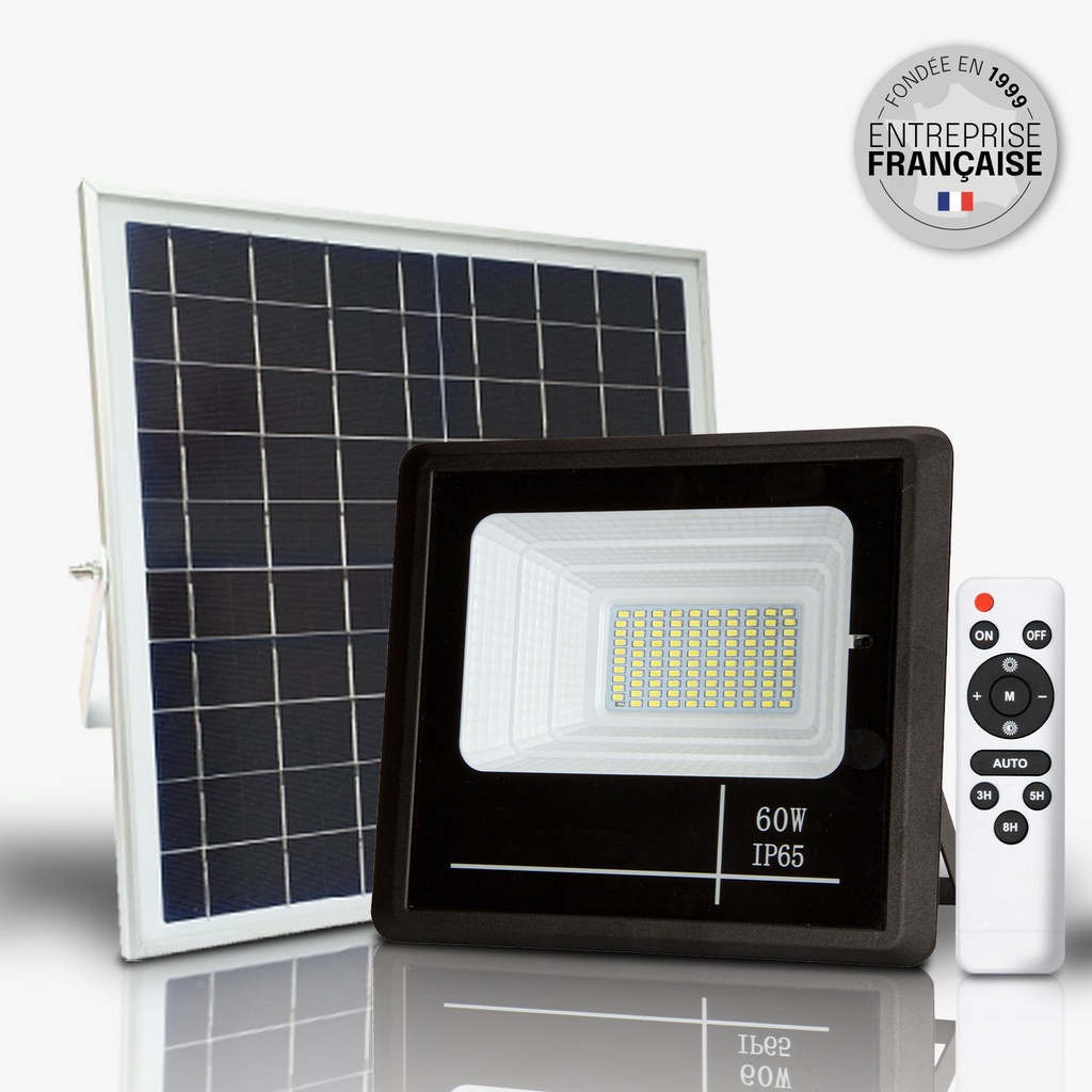[000036] Projecteur solaire à panneau déporté 60w 1400 Lm 6000K