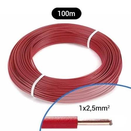[FILELEC2.5R] Fil électrique 2.5mm rouge 100m