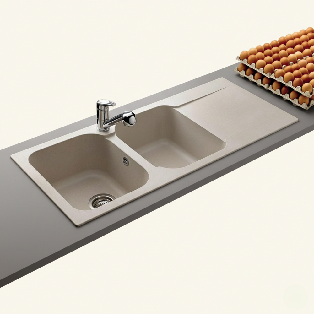 [92716003] EVIER SABLE MOUCH. 2C 116X50 BOURBON