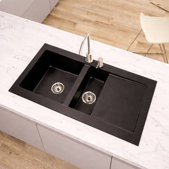 [92623072] EVIER 96CM 1.5CUVE NOIR BOURBON SYNTHESE