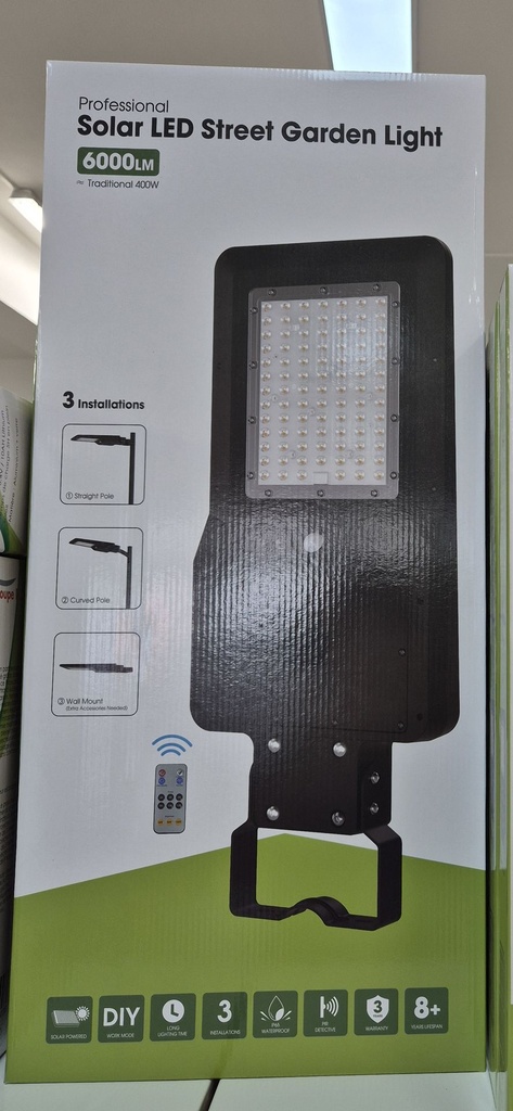Lampadaire LED Solaire à détecteur 6000lm 400W