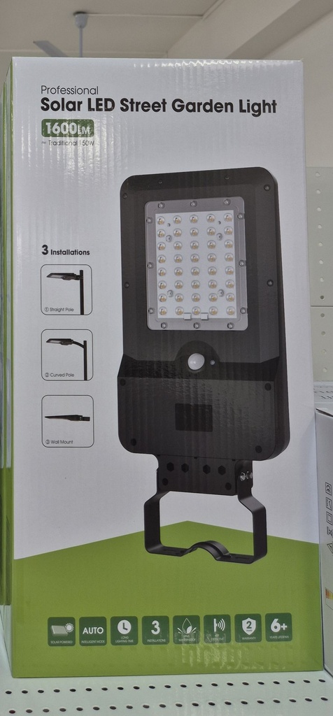 Lampadaire LED Solaire à détecteur 1600lm 150W