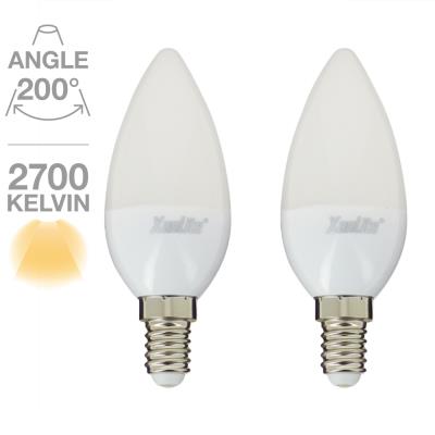 Pack 2 ampoules classiques led flammes opaques smd e14 470lm 2700k 4.9w