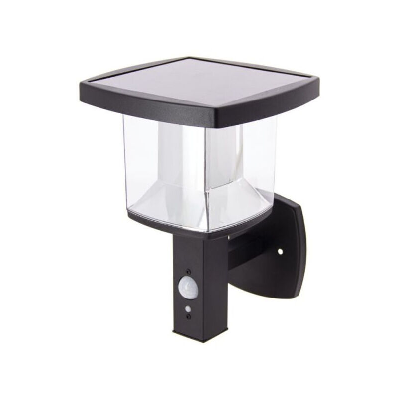 Applique solaire murale led IP44 acier noir detecteur de mouvement 3 modes declairage 75/400/600 lumens
