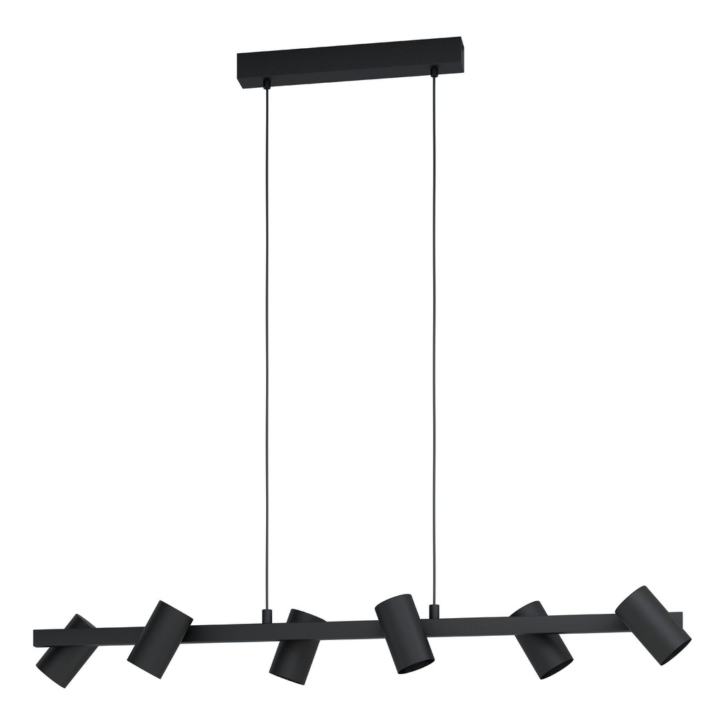 Suspension GATUELA 1 E14 6X25W en acier noir 1160x190x1100mm