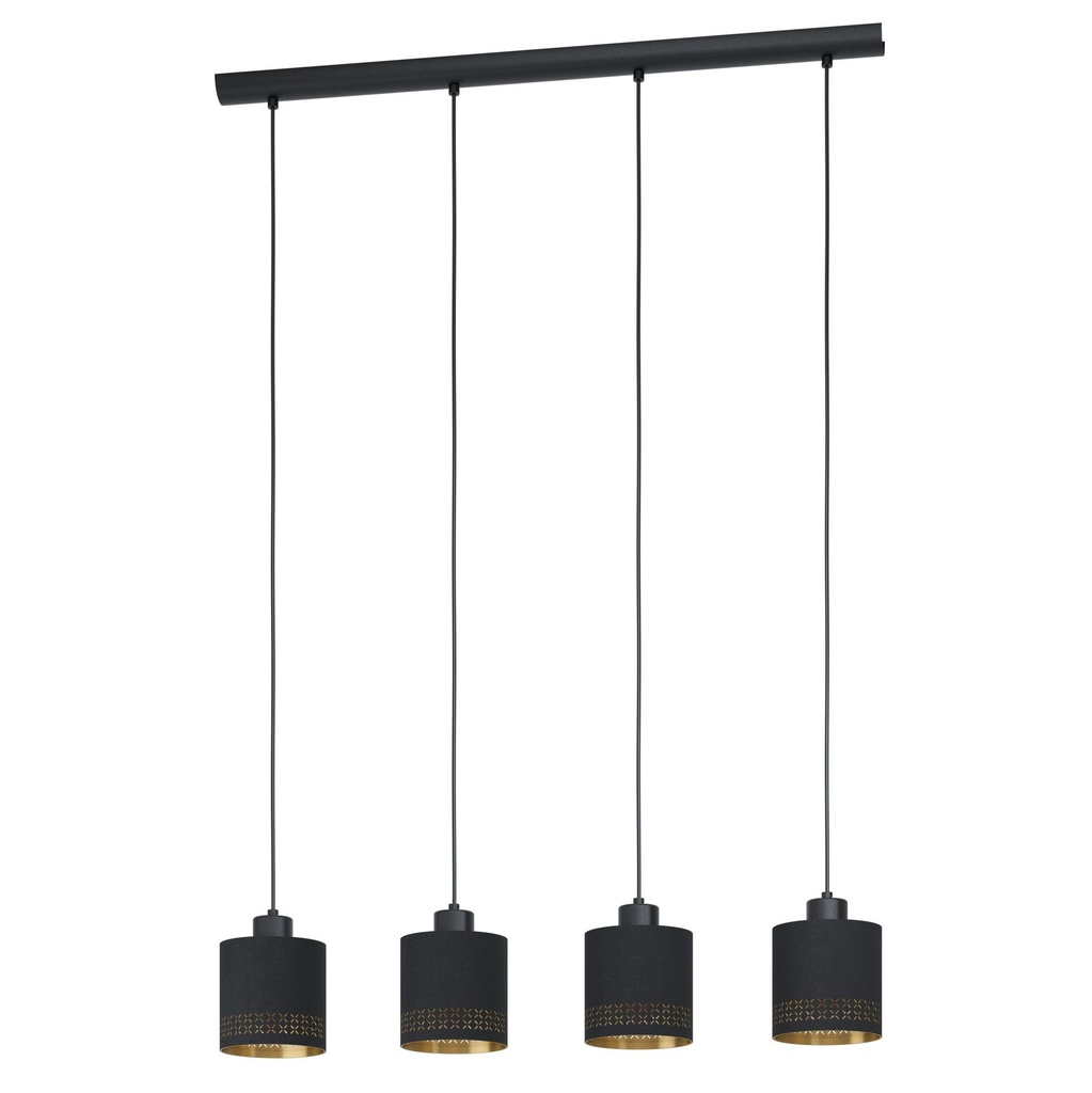 Suspension ESTEPERRA E27 4X28W en acier noir 940x160x1100mm