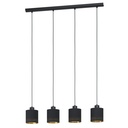 Suspension ESTEPERRA E27 4X28W en acier noir 940x160x1100mm