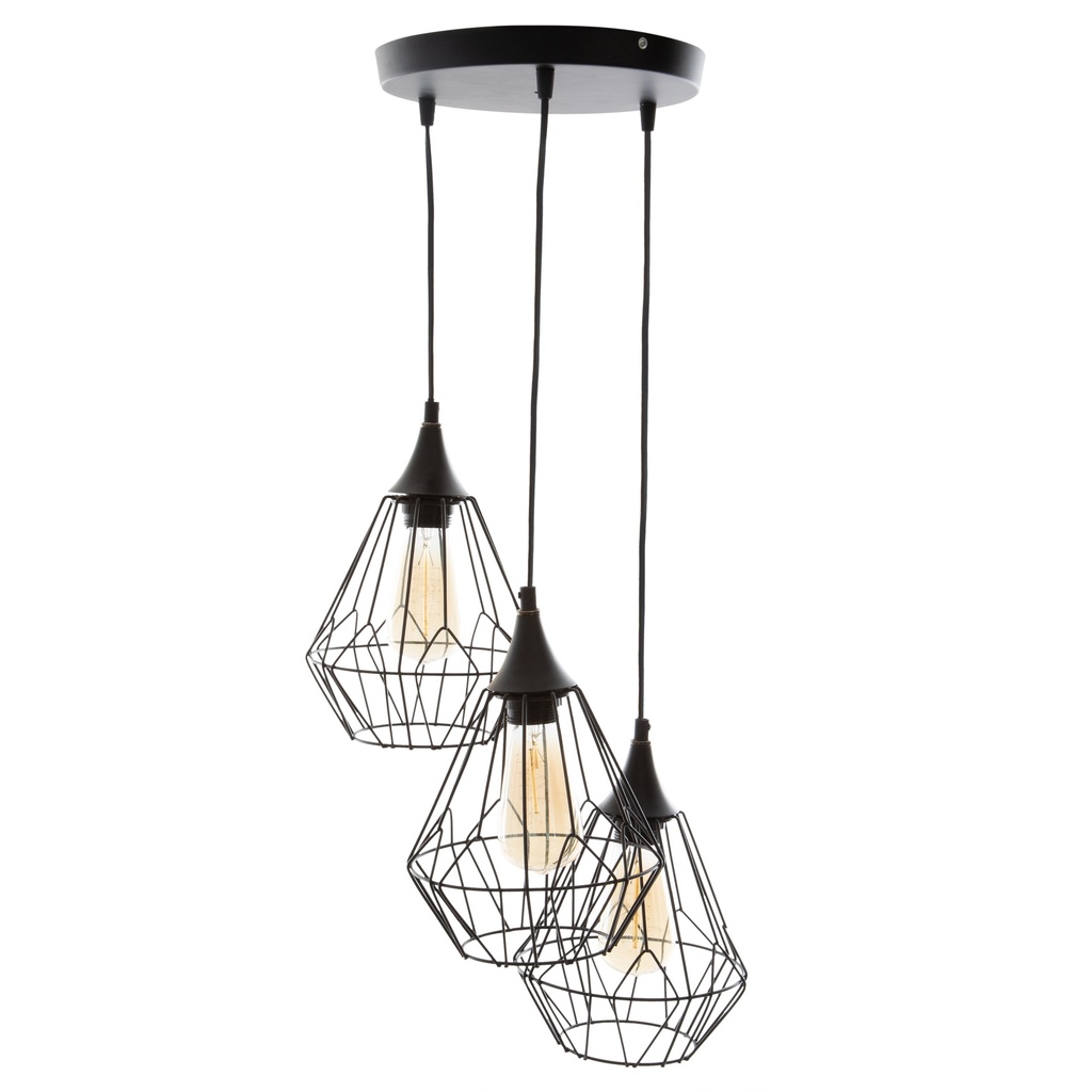 Suspension 3 lampes Kaore métal filaire noir