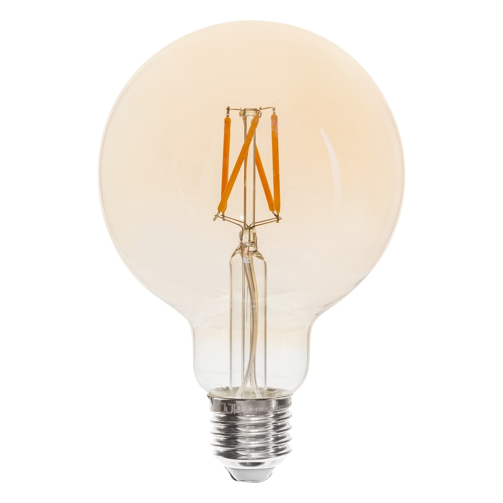 Ampoule LED globe G95 filament droit E27 ambre