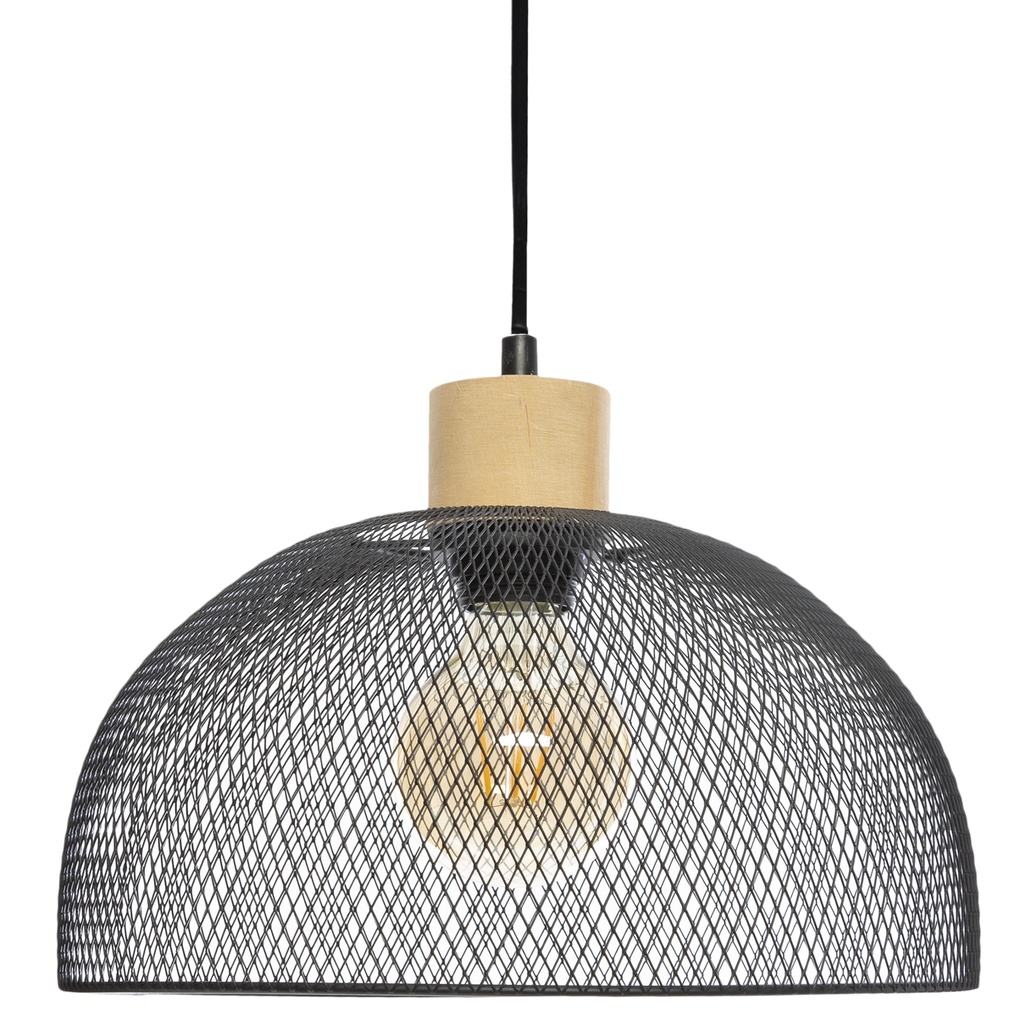 [168218] Suspension Sam diam 30 cm métal et bois noir