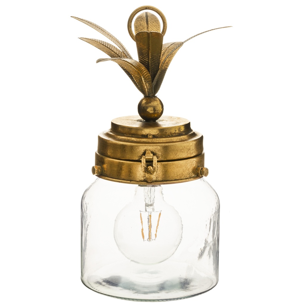 [173283] Lampe LED ananas haut 33 cm verre or