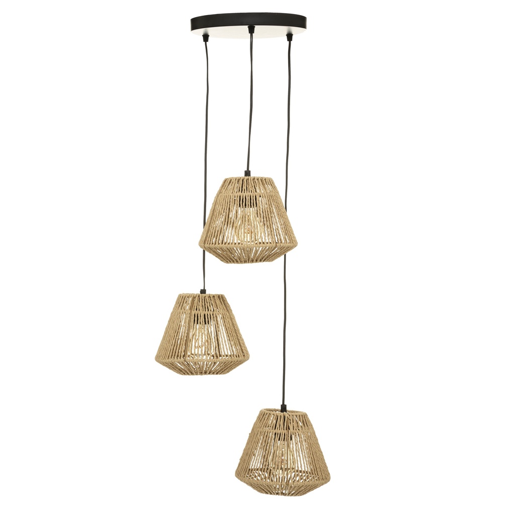[182476] Suspensions 3 lampes Jily diam 20 cm corde naturel