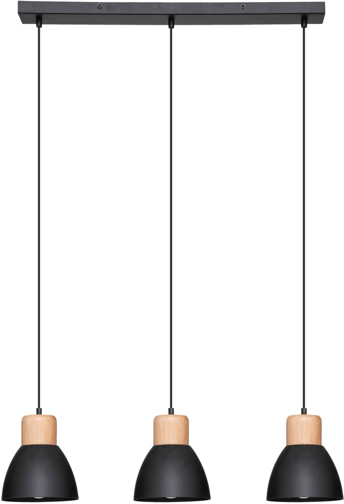[190633] Suspension 3 lampes Desy diam 15 cm métal noir