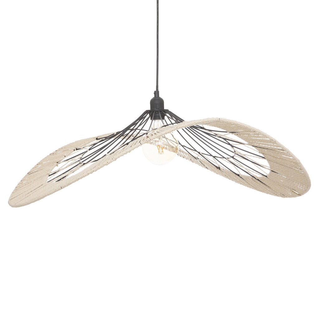 [190714] Suspension Caly diam 75 cm métal filaire et papier noir et naturel