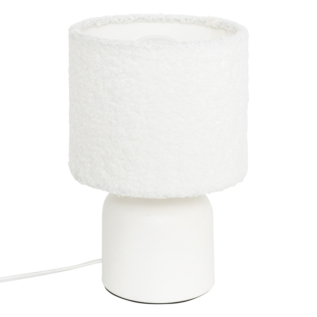 [202645] Lampe cylindre Bona haut 22 cm bouclette blanc