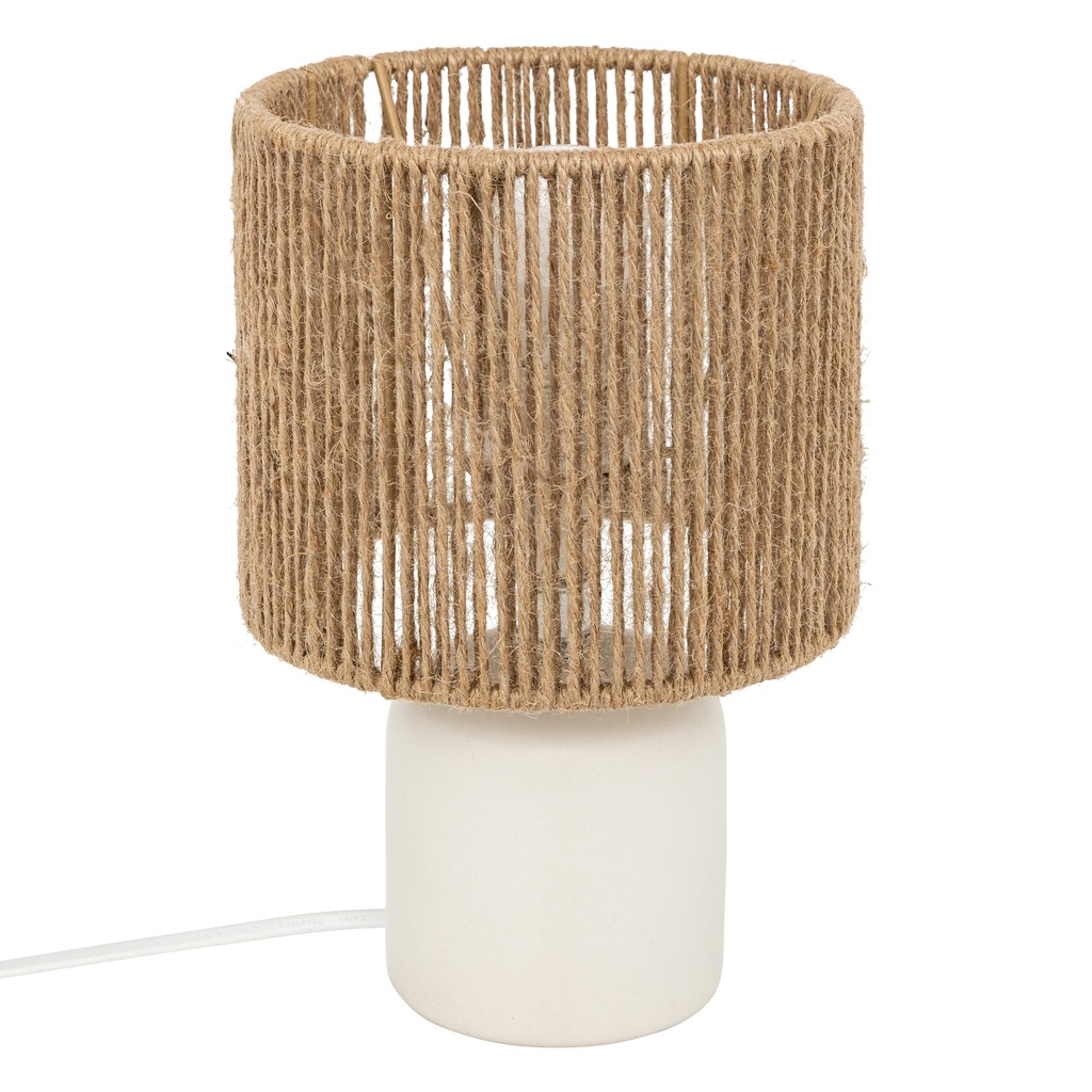 [202668] Lampe cylindre Koby haut 24 cm céramique blanc