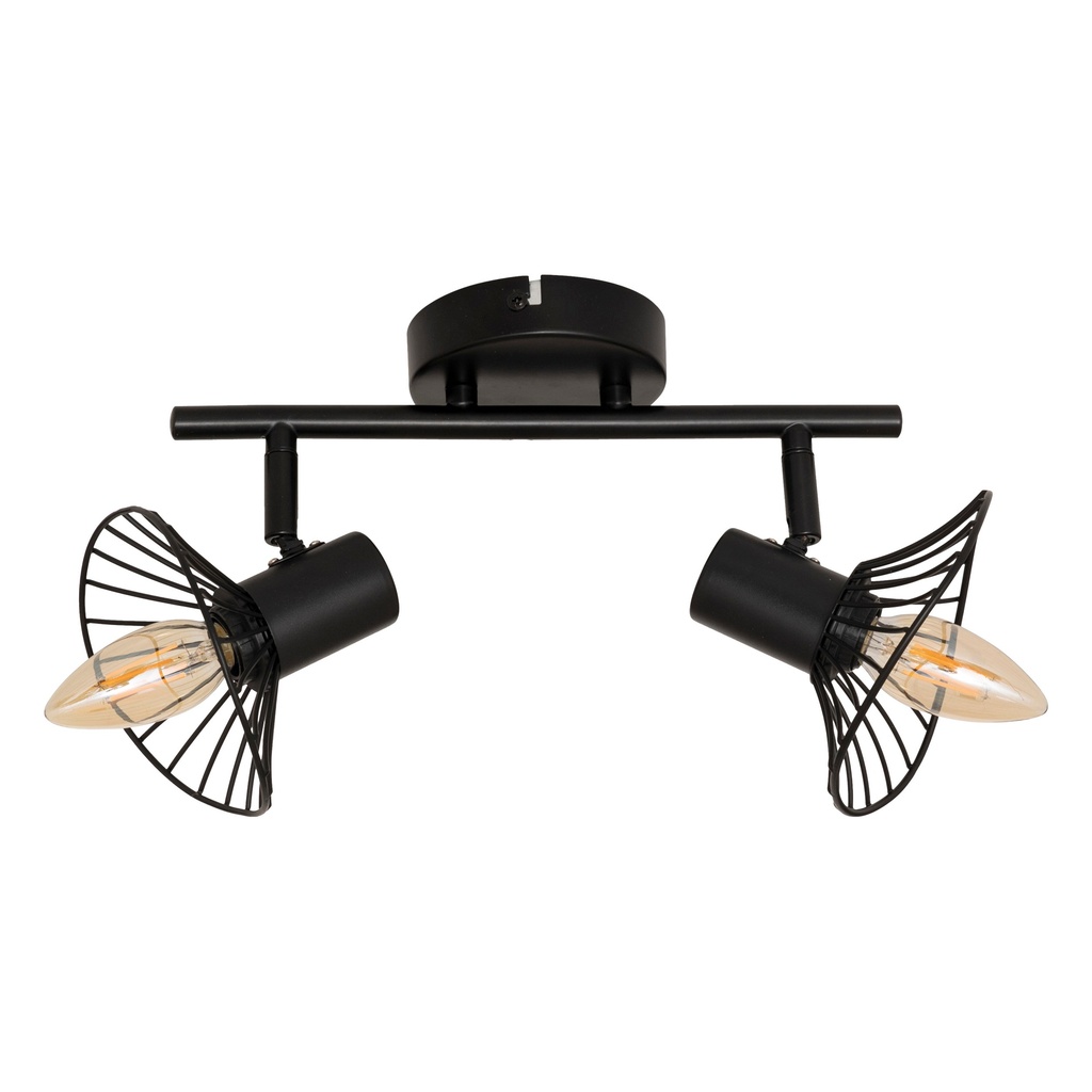 Applique 2 lampes Adelia L. 28 x P. 12,5 x H. 15,5 cm métal noir