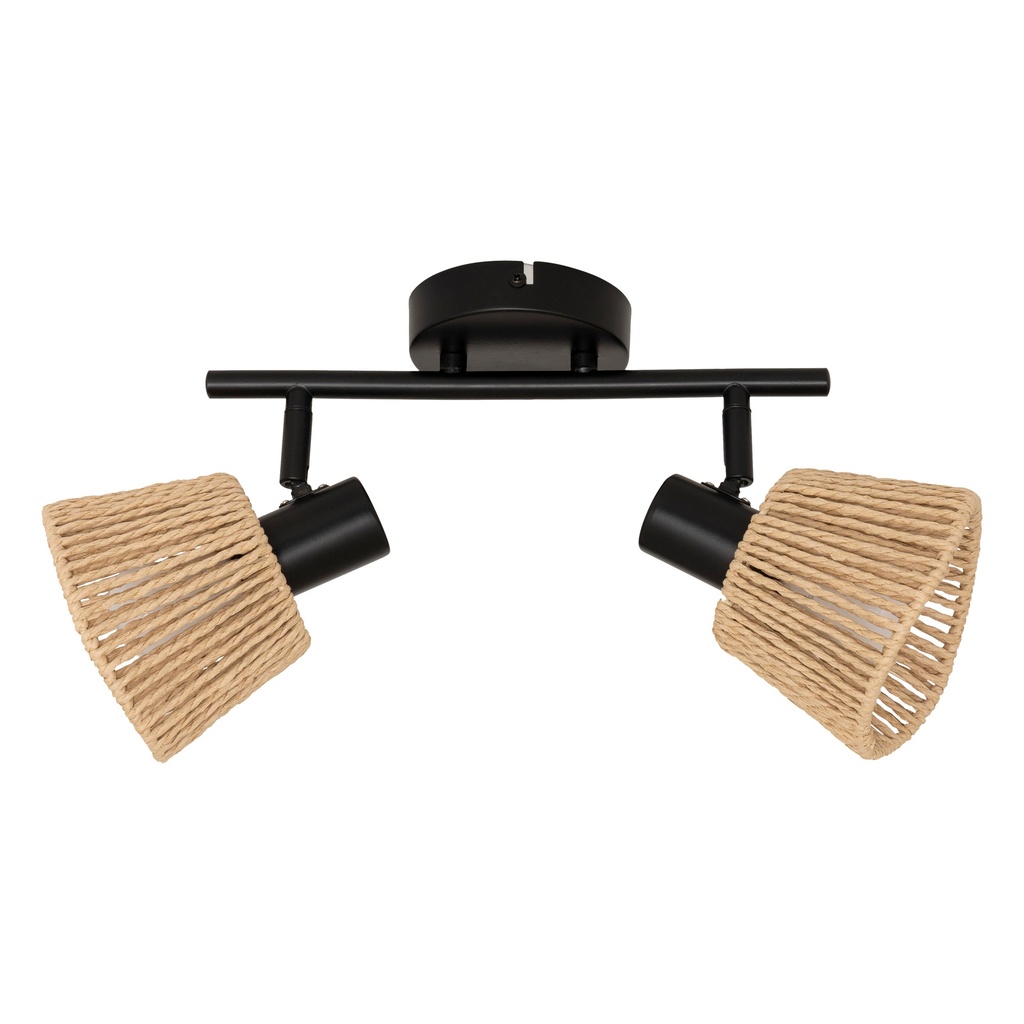 [205972] Applique 2 lampes Myha L. 28 x P. 15 x H. 19,5 cm métal et corde