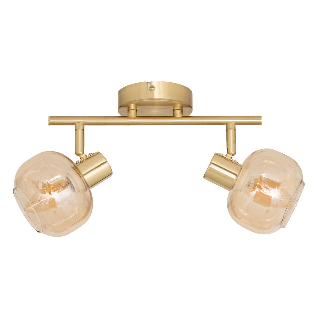 [210352] Applique 2 lampes Pilia L. 28 x P. 11 x H. 19 cm métal et verre ambre